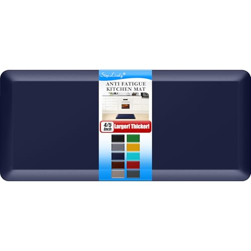 4/5 Inch Thick Kitchen Mat - Cushioned Anti Fatigue Mat for Kitchen Floor | Easy to Clean, Water Resistant, Non-Slip Thicker Rug, Standing Desk Mat for Sink, Office, Kitchen (17''x39'', Blue) - color: Blue, size: 39"L x 17"W x 0.8"Th