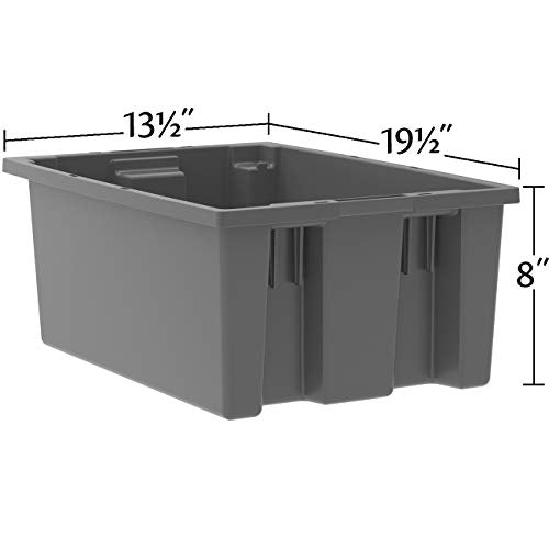 Akro-Mils 35200 Nest and Stack Plastic Storage Container and Distribution Tote, (19-1/2-Inch L x 13-1/2-Inch W x 8-Inch H), Gray, (6-Pack) - color: Grey