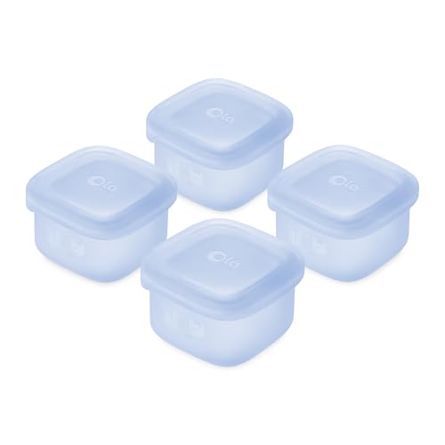 Olababy Silicone Baby Food Storage Containers 4pk, 2oz (Blueberry) | For Baby Food, Snacks, Formula, Puree & Sauce. BPA & Micro Plastic-Free. Daycare Essentials for Toddlers. - color: Blueberry, size: 2 oz
