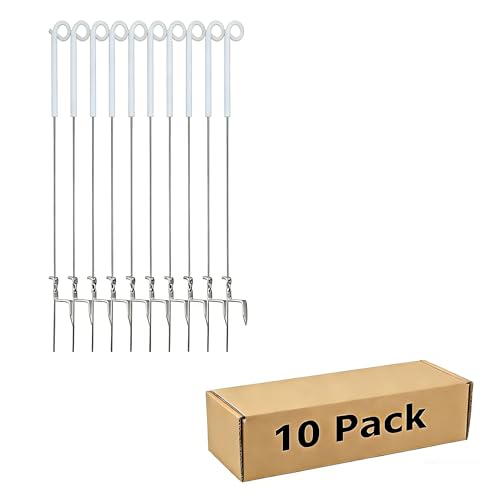 10 Pack 39 Inches White Heavy Duty Step in Fence Post Pig Tail Electric Fencing Post Temporary Metal Fence Stakes for Garden Electric Fencing and Yard Protection - color: White