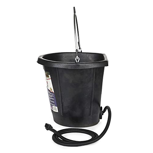 Farm Innovators FB-80R Heated Flat-Back Rubber Bucket, 70 Watts, 3 Gallon | Thermostatically controlled to operate only when necessary, resists cold weather cracking down to -35°F, anti-chew cord - color: 3 Gallon, size: Single