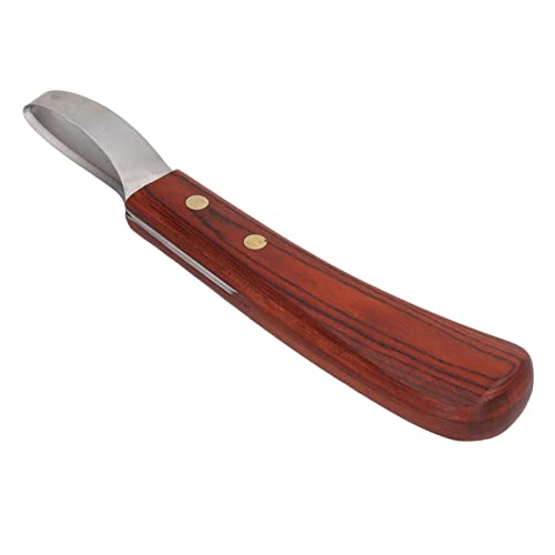Hoof Knife for Horses, 7.68in Loop Horse Hoof Knife, Stainless Steel Hoof Trimming Knife, Multifunctional Farrier Tool with Ergonomic Rubberwood Handle for Horse Cattle