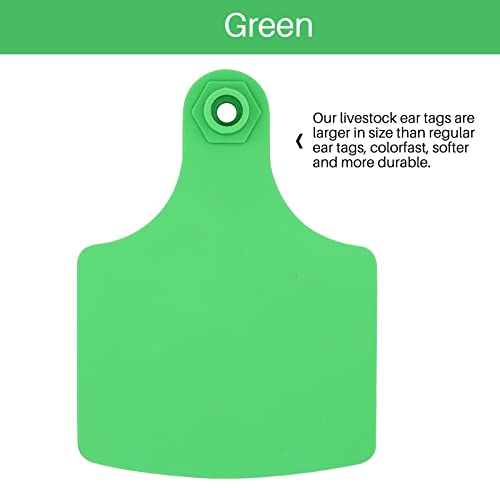 4.1" L×3.5" W Cattle Ear Tags Big Blank 100PCS Livestock Identification TPU | Cow Ear Tags for Cattle Laser Tags for Cows Pigs Hog Goats Sheep Calf Animal Goat Sheep Earring Tags Non-fading (Green) - color: 6-green
