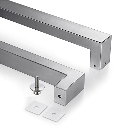 TOGU TG-R3825 60 inches Solid Standoffs Heavy-Duty Commercial Grade-304 Stainless Steel Push Pull Door Handle/Barn Door Pull Handle/Glass Pulls, Full Brushed Stainless Steel Finish - size: 60 in (Length)/1.5 x 0.98 in (Front x Side)