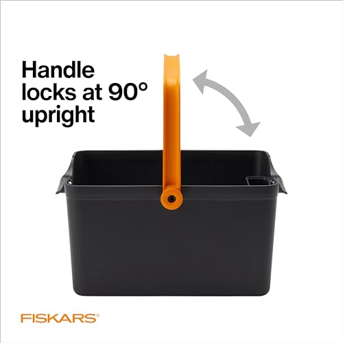 Fiskars Garden Tool Caddy, Portable Storage Organizer for Indoor Gardening | Locking Handle, Removable Bin (Wall-Mountable) for Snips & Pruning Shears, Durable Recycled Resin Carrier, Cabinet-Sized - style: Tool Caddy