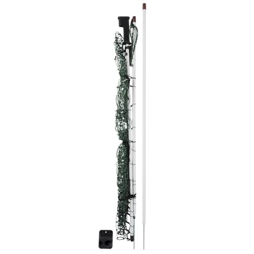 Premier 1 PoultryNet® Electric Net Gate for Chickens – 48"H x 20'L | Green/black net, white drivable posts. Open without turning off the energizer. For chickens, ducks & geese.