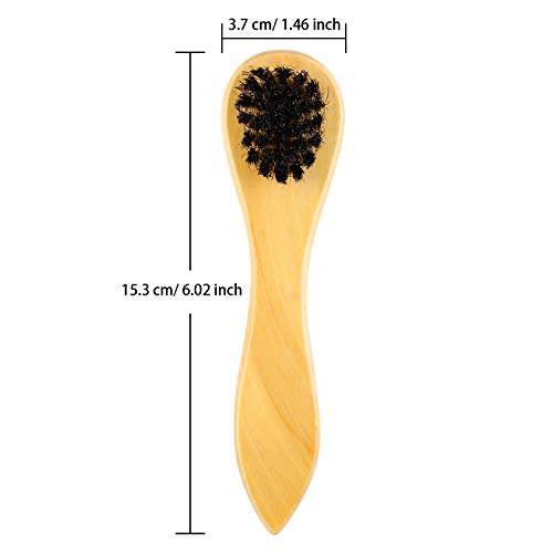 Jovitec 5 Pack Horsehair Polish Applicator Brush Kit Saddle Soap Shoe Shine Brush Dauber Wooden Care Shine Clean for Leather Boot Bag - color: Light Yellow