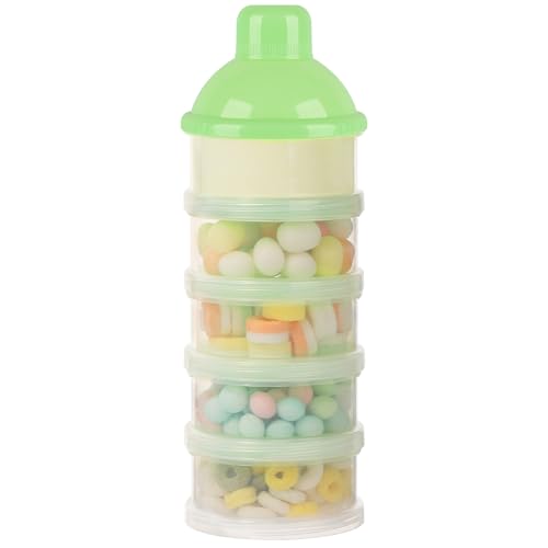 Accmor Formula Dispenser On The Go, 5 Compartments Stackable Formula Container for Travel, Baby Milk Powder Kids Snack Container, BPA Free - color: Light Green-1pc