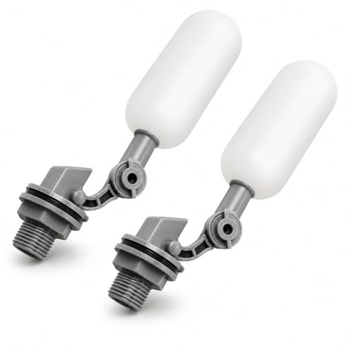 2 Pack 1/2 Inch Straight Thread Auto Fill Float Valve, Automatic Water Level Control Valve with 225° Adjustable Arm for Water Tank, Pond, Chicken Waterer, Livestock Trough