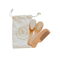 Wooden Baby Brush Set - 3 Pack | Massage Brush, Soft Goat Hair Cradle Cap Brush & Sturdy Wooden Comb for Tangle-Free Baby Hair Grooming | Pull-Free, Gentle on Baby’s Scalp