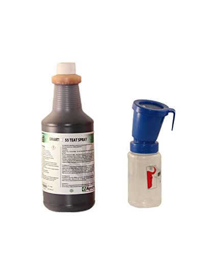 Melasty, 1 Quart Disinfecting Teat Dip .5% Iodine with Non-Return Teat Dip Cup for Sanitizing Cows, Goats and Sheep Pre-Post Milking