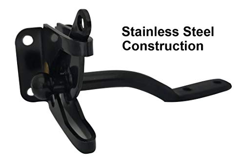 QCAA 304 Stainless Steel Self-Locking Gate Latch, 2-1/8", Black Coated, Made in Taiwan, 2 Pack - color: Black Coated on 304 Stainless Steel (2-1/8"), size: 2 Pack