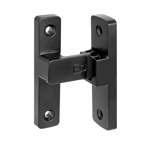 Black 90 Degree Barn Door Lock ，Right Angle Door Lock Latch | Zinc Alloy Flip Gate Latches,for bedroom,garage,balcony,barn,sliding door,bathroom,window,cabinet,drawer,pet enclosures - color: Black_90 Degree