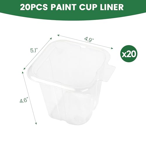 Voomey 20pack Paint Pail Liners, Plastic Disposable Bucket Liner Set for Paint Cups,Holds Up to A 16 oz. of Paint or Stain (Only Applicable to VOOMEY 16 oz. Paint Cup) - color: 20pack Paint Pail Liners