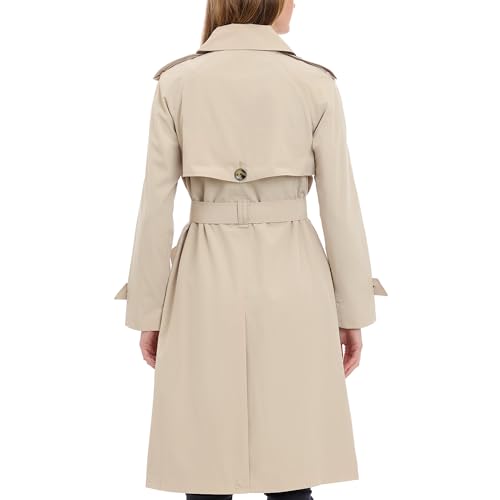 LONDON FOG womens Double-Breasted Long Trench Coat with Belt - color: Stone, size: 2X