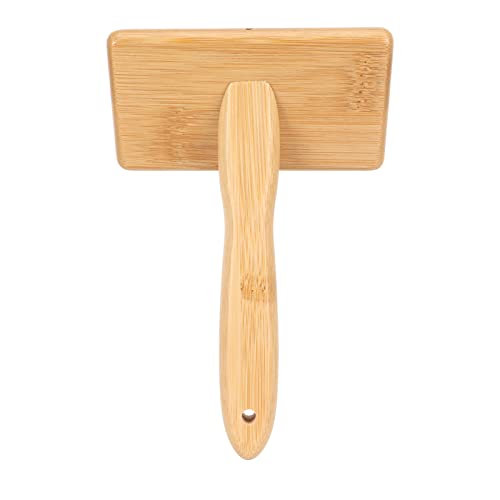 Sheepskin Wool Brush, Sheepskin Wool Wire Brush with Hole Cushion, Macrame Slicker Comb Pet Slicker Brush with Wood Handle for Grooming, Removing Shedding and Dirt (L) - size: L