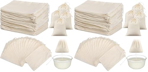 100 Pieces Cheesecloth Bags for Straining Reusable Tea Filter Muslin Bags Cold Brew Milk Tea Filter Strainer Cheese Clothes Cheese Clothbags for Office Kitchen Cooking(3 x 4 Inch) (Pack of 2) - size: 3 x 4 Inch (Pack of 2)