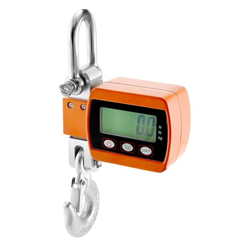 QWORK Heavy-Duty Digital Crane Scale - 2200lb/1000kg Capacity, Dual Unit Conversion, Accurate & Portable Industrial Hanging Scale for Farming, Hunting, Warehouse Use, Cast Aluminum, Orange