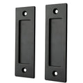 HASWARE 6" Finger Flush Pull Handle Set, Brushed Metal Sliding Barn Door Handle, Rectangular Plate, for Closet Pocket Door or Cabinet