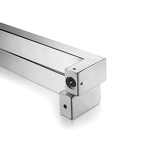TOGU TG-R3825 18 inches Solid Standoffs Heavy-Duty Commercial Grade-304 Stainless Steel Push Pull Door Handle/Barn Door Pull Handle/Glass Pulls, Full Brushed Stainless Steel Finish - size: 18 in (Length)/1.5 x 0.98 in (Front x Side)