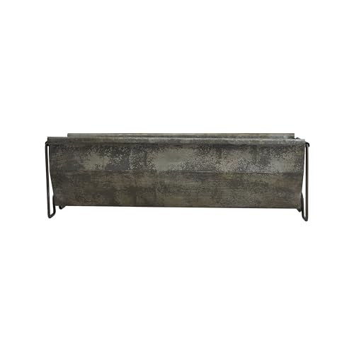 Creative Co-Op Metal Trough Container with Distressed Zinc Finish