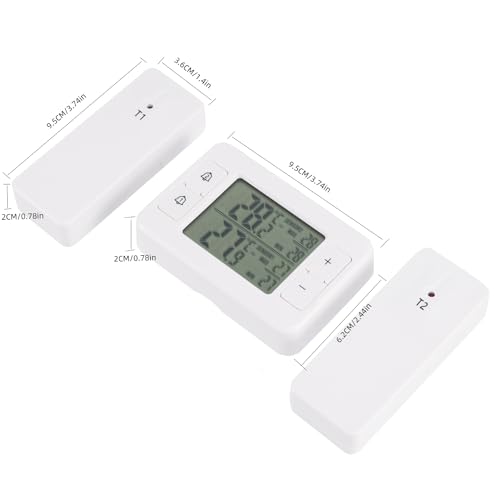 Refrigerator Thermometer, Digital Freezer Thermometer with 2 Wireless Temperature Monitor Sensors, Big LCD Display, Min/Max, Audible Alarm for Home Restaurants Fridge