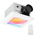 Smart Bathroom Exhaust Fan: 100CFM Bath Fan With Color-Changing Lighting, Remote Control Built-in RGBWW LED Light, Ultra-Quiet 1.2 Sones, 2700K-5000K, Dimmable & Wet, ETL Certified - size: 100CFM with RGBWW