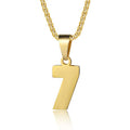 Number Necklaces Personalized Necklaces 18K Gold Plated Initial Number Pendant Stainless Steel Chain Sports Necklaces for Men Women - color: Gold, style: 7