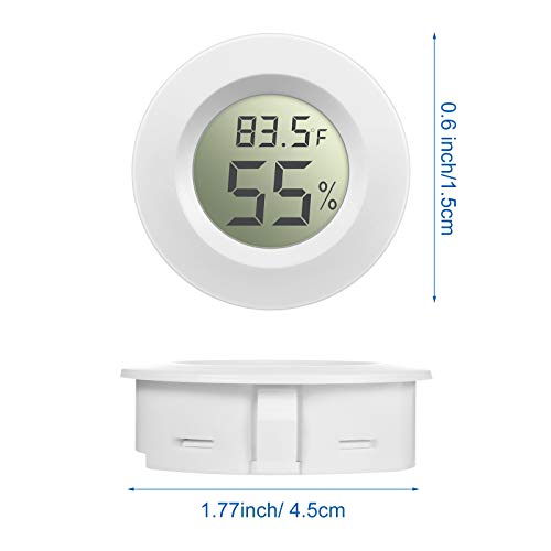 Weewooday 8 Pcs Mini Hygrometer Thermometer Digital LCD, White | Monitor Indoor Outdoor Room, Humidity Meter Temperature Gauge for Greenhouse Garden Reptile Incubator Cellar,℉ or ℃ - size: White