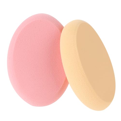 2 Pack Oval Puff Egg Foundation Sponge Oval Makeup Sponges Professional Makeup Sponge for Eye Foundation Blush Application Forehead Cheeks, Dry and Wet (Skin Tone and Pink)