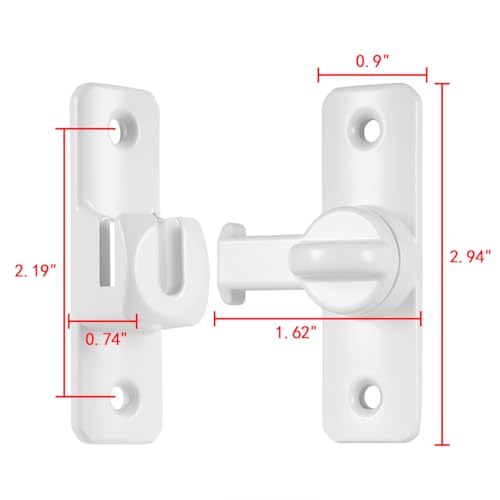 White 90/180° Sliding Door Latches，Aluminum Alloy Cabinet Lock | Flip Gate Latches,Barn Door Latch,Right Angle Door Lock,for bedroom,cabinet,Wine Cabinet,drawer,garage,window,Pet Cage - color: White
