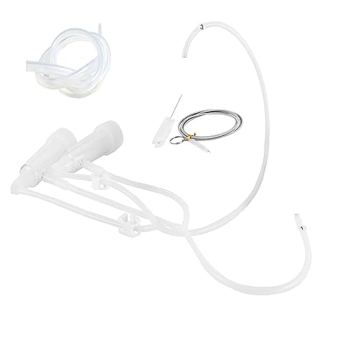 Goat Milking Machine Accessory Double Head Teat Cup with Switch, Goat Milker Tube with Clean Brush