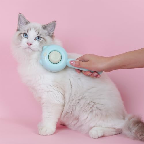 Cat Brush Dog brushes with Release Button for Shedding Grooming, suit for Long or Medium Haired Cats, Lightweight Skin Friendly Pet Brush Hair Removal Comb Brushes for Kitten - color: Light Blue