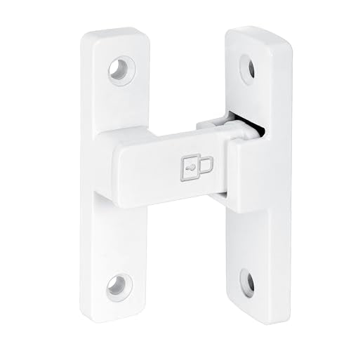 White 90 Degree Barn Door Lock ，Right Angle Door Lock Latch | Zinc Alloy Flip Gate Latches,for bedroom,garage,balcony,barn,sliding door,bathroom,window,cabinet,drawer,pet enclosures - color: White_90 Degree
