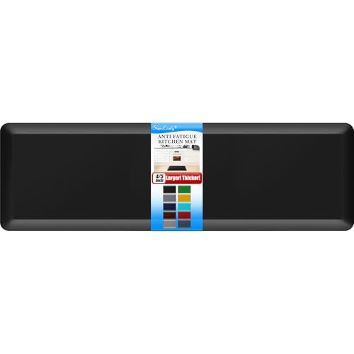 4/5 Inch Thick Kitchen Mat - Cushioned Anti Fatigue Mat for Kitchen Floor | Easy to Clean, Water Resistant, Non-Slip Thicker Rug, Standing Desk Mat for Sink, Office, Kitchen (22''x72'', Black) - color: Black, size: 72"L x 22"W x 0.8"Th
