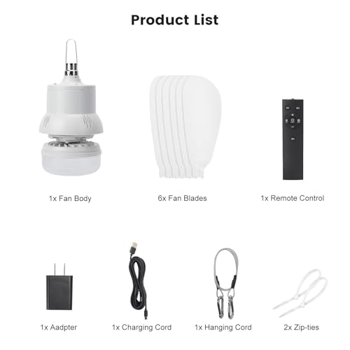 18" Portable Canopy Tent Fan Light with Remote for Outdoor Gazebo | Wireless Battery Operated, 40 dB Quiet Operation for Patio Camping RV - size: 18" Ceiling Fan
