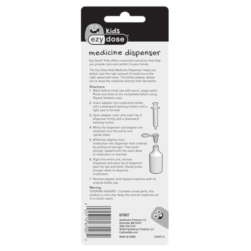 EZY DOSE Kids Baby Oral Syringe & Dispenser Calibrated for Liquid Medicine, Reduce Mess and Spills, Easy Way to Orally Administer Medication, 10 mL/2 TSP, Includes Bottle Adapter, Clear, BPA Free - size: 10 mL + Bottle Adapter