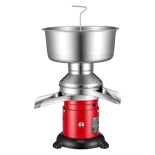 VEVOR Electric Milk Cream Separator, 60L/H Output 10500RPM Milk Cream Centrifugal Separator, 304 Stainless Steel Goat Cow Milk Skimmer Separating Machine with 4.5L Bowl Capacity (40W, 100-240V) - size: Round Base