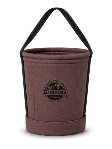 Graintex Canvas Utility Bucket 12"x10"x15". Tapered Tool Bucket, Reinforced Base & Carry Handle, Ripstop Canvas, Multi-Purpose Bag for Jobsite, Gardening, Home Use - Coffee Brown - color: Coffee Brown