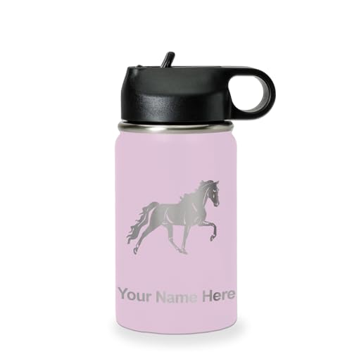 LaserGram Personalized 12oz Water Bottle, Horse (Lavender) | Engraved Gift, Vacuum Insulated Stainless Steel, Flip-Top Straw Lid, Laser Engraved With Your Name - color: Lavender, size: 12 Ounces