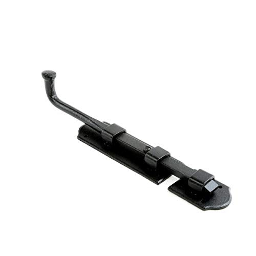 Renovators Supply Manufacturing Slide Bolt Latch 9 in. Black Iron Ball Tip Style Slide Bolt with Mounting Hardware - size: Pack of 1, style: 9 inch - Colonial Dead Bolt