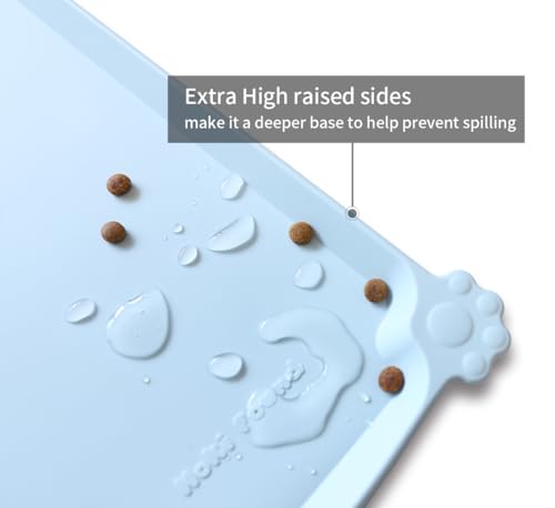 Hoki Found L Silicone Non Slip Pet Dog Cat Bowl Mats - Placemat - Feeding Mat - Waterproof - For Carpet - Frost - color: Frost, size: 22" x 14"