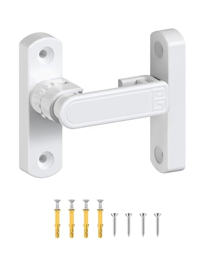 Adjustable Barn Door Locks, 90/180 Degree Gate Latch, White | Home Security Sliding Door Latch for Bedroom, Barn, Cabinet, Garden & Fence - color: White-1 Pc