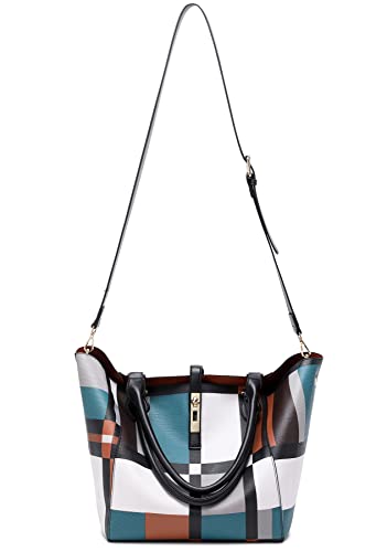 sqlp Large Work Tote Bag for Women Big Bucket Purses Designer Handbags - color: Black With White