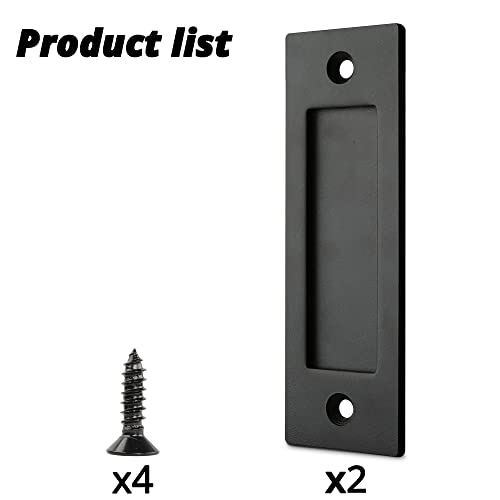 HASWARE 6" Finger Flush Pull Handle Set, Brushed Metal Sliding Barn Door Handle, Rectangular Plate, for Closet Pocket Door or Cabinet