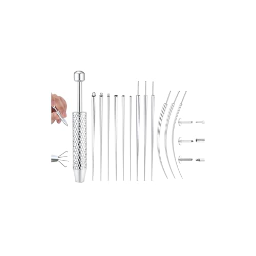 Piercing Ball Grabber Tool, 14-20G Taper for Changing Jewelry | Surgical Steel Flat Back Earrings Threader Tool Insertion Pin, Body Piercing Kit for Ear Rook Conch Nose Lip Jewelry Removal - style: Thread+Threadless(14G 16G 18G) +Ball Grabber Tool