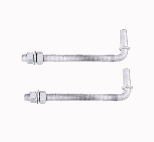 J-Bolt Post Hinge with 5/8" Hinge Pin Galvanized Post Gate Hinge for Chain Link Fence, Washers & Nuts Included (8" (2 Pcs)) - size: 8" (2 Pcs)