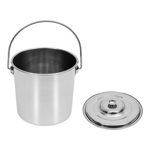 3 Gallon Stainless Steel Bucket with Hanging Lid, Food Grade 304 Metal Pail for Storage, Commercial Kitchen, Pet Food, Cleaning - 1.6mm Thick, Mirror Finish (3 Gal) - size: 3 Gal