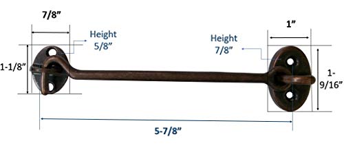 Heavier Duty Brass Door Hook Latch & Eye, 6", Antique Copper, 2 Pack, Made in Taiwan - color: Antique Copper, size: 2 Pack (6")