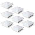 VIVIDA 4" Vinyl Fence Post Caps 8 PCS, White New England PVC Post Caps | Actual 4" x 4", New England Pyramid Post Cap, Plastic Square Top Cover, For Vinyl Fences, Mailboxes & Decks - color: White-8 Pack, size: Actual 4" x 4"